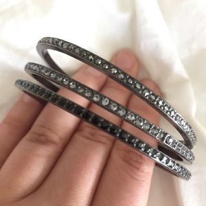 Silver and Rhinestone Bangles